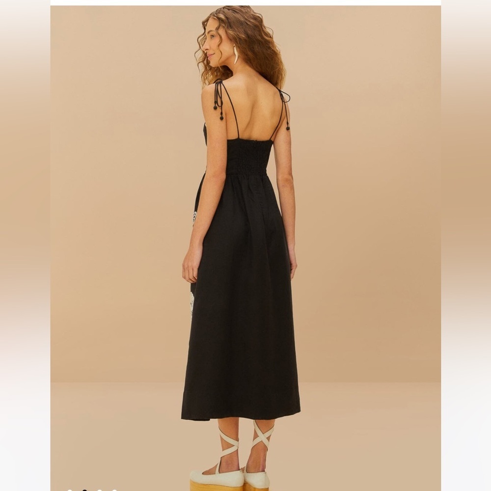 new Farm Rio black richelieu lace euroflax premium linen dress - Picture 3 of 8